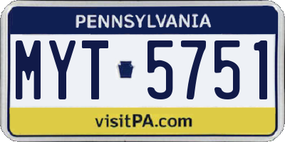 PA license plate MYT5751