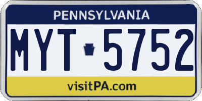 PA license plate MYT5752