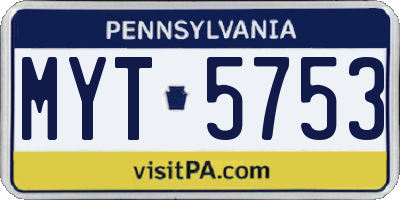 PA license plate MYT5753