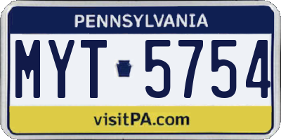 PA license plate MYT5754