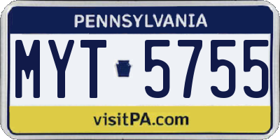 PA license plate MYT5755