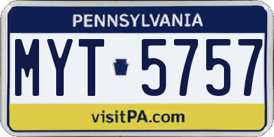 PA license plate MYT5757