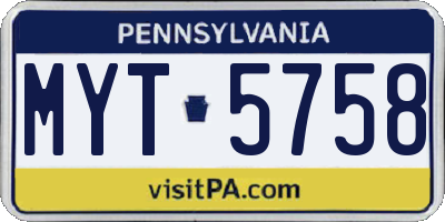 PA license plate MYT5758