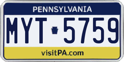 PA license plate MYT5759