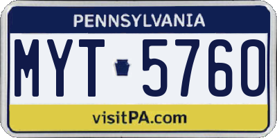 PA license plate MYT5760
