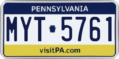 PA license plate MYT5761
