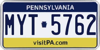 PA license plate MYT5762