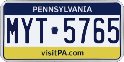 PA license plate MYT5765