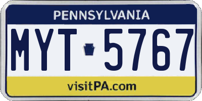 PA license plate MYT5767