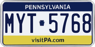 PA license plate MYT5768
