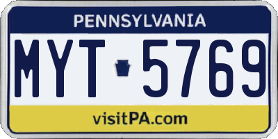 PA license plate MYT5769