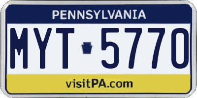 PA license plate MYT5770