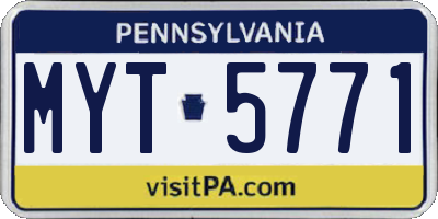 PA license plate MYT5771