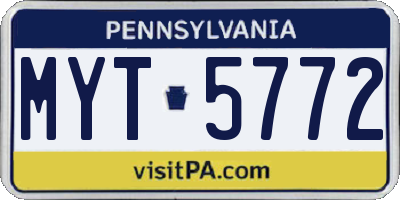 PA license plate MYT5772