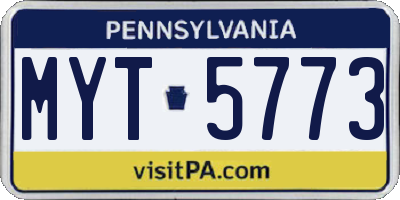 PA license plate MYT5773