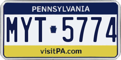 PA license plate MYT5774