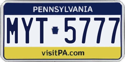 PA license plate MYT5777