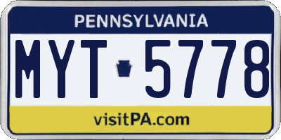 PA license plate MYT5778