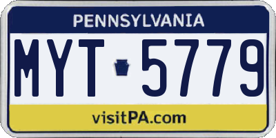 PA license plate MYT5779