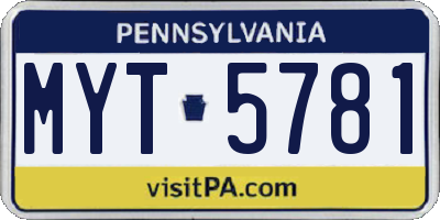 PA license plate MYT5781