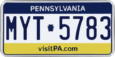 PA license plate MYT5783