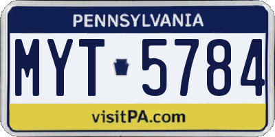 PA license plate MYT5784