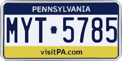 PA license plate MYT5785