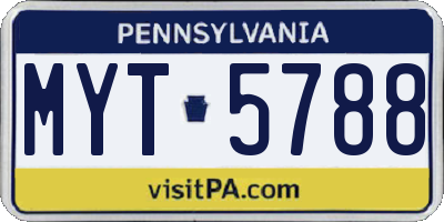 PA license plate MYT5788