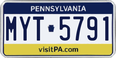 PA license plate MYT5791