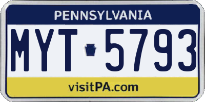 PA license plate MYT5793