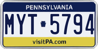 PA license plate MYT5794