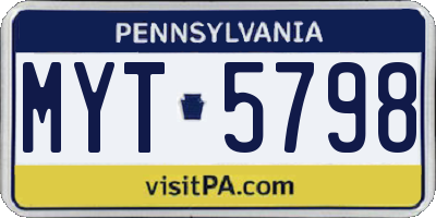 PA license plate MYT5798