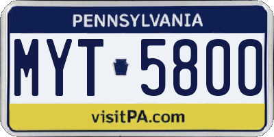 PA license plate MYT5800