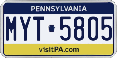 PA license plate MYT5805