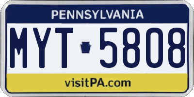 PA license plate MYT5808