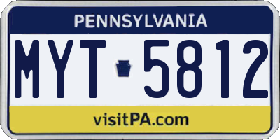 PA license plate MYT5812