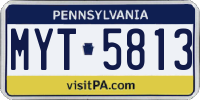 PA license plate MYT5813