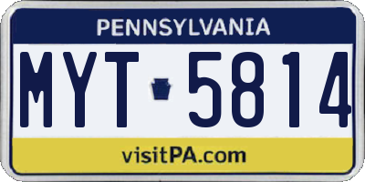 PA license plate MYT5814