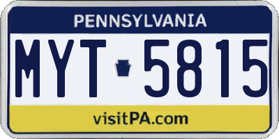 PA license plate MYT5815