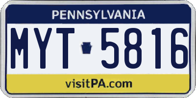 PA license plate MYT5816