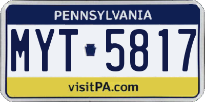 PA license plate MYT5817