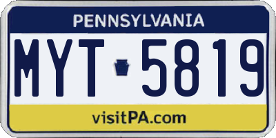 PA license plate MYT5819