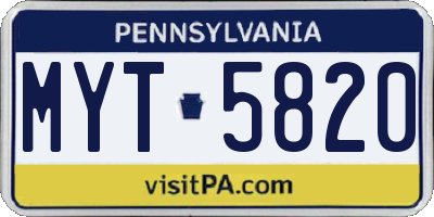 PA license plate MYT5820