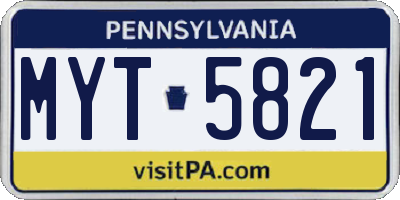 PA license plate MYT5821
