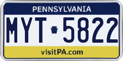 PA license plate MYT5822