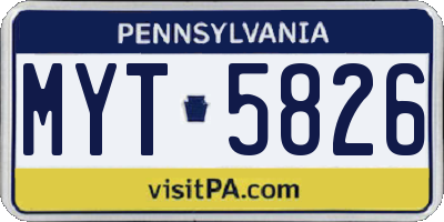 PA license plate MYT5826