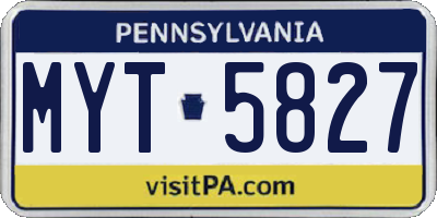 PA license plate MYT5827