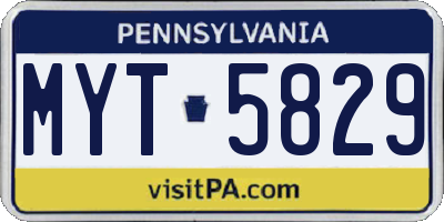 PA license plate MYT5829