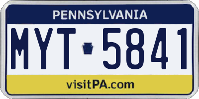PA license plate MYT5841
