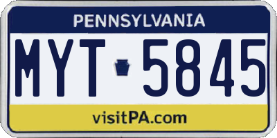 PA license plate MYT5845